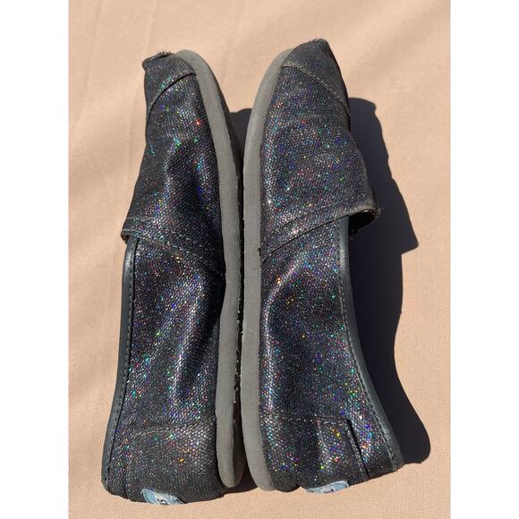 Toms Classic Alpargata Flat Shoes Sparkly Black Canvas Slip On Loafer Sz 7 - Picture 8 of 10